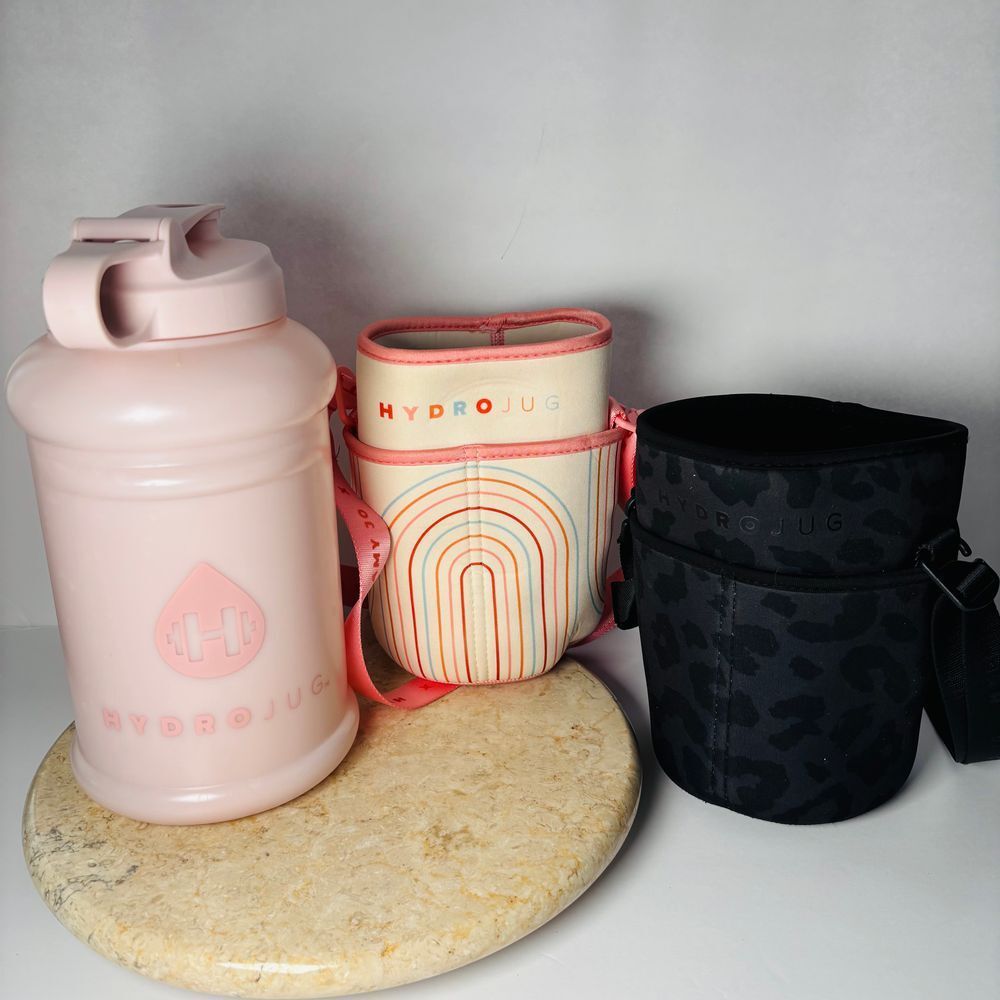 Pink HydroJug 73 oz‎ Pro Jug Sleeve Bundle Amy Jo Pink Rainbow Wild Ones Leopard